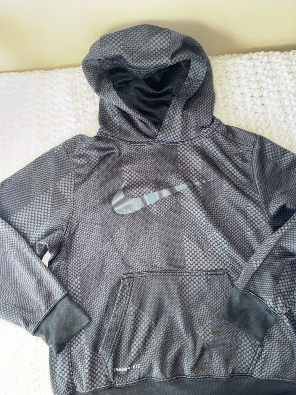 Nike Kids' Black Patterned Dri-FIT Hoodie